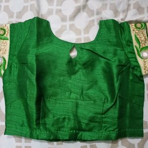 Green And Beige Wedding Saree With Blouse