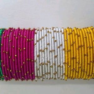 Combo Of 5 Silk Thread Bangles