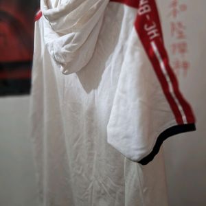 White And Red Half Sleeve [L/40] Size Hoodie