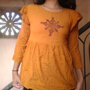 Mustard Yellow Short Kurti