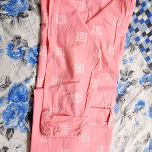 Beautiful Peach Colour Pure Cotton Kurta Set