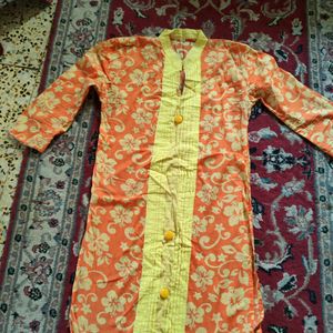 Orange Colour Cotton Soft Kurti