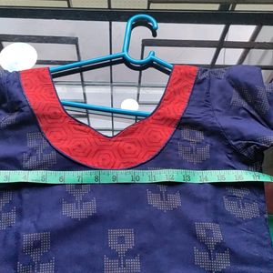 Navy Blue Kurta With Colourful Red Dupatta for Sal