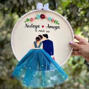 Blue Themed Wedding Embroidery Hoop.