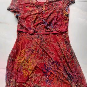 Aesthetic Floral Maroon Midi Dress Women