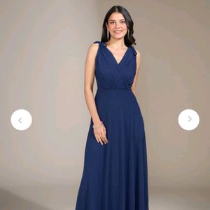 Navy Blue V Neck Maxi Dress