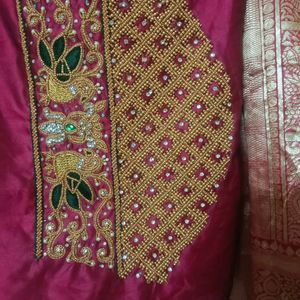 Saree With Work Blouse