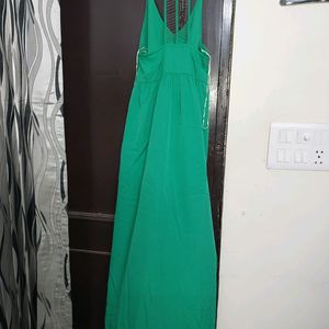 Green Maxi Dress With Stylish Back