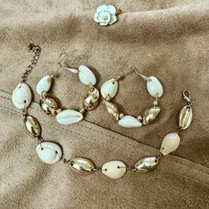 H&M Cowrie Earrings & Bracelet Set