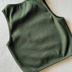 🍀Green ribbed Crop Top - Xxs - new- Fixed Price