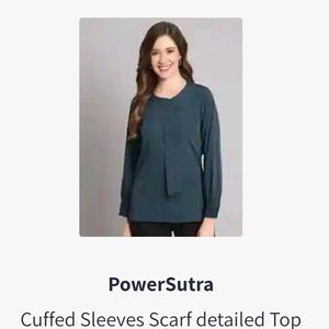 Power Sutra Full Sleeves Top With Scarf Detail