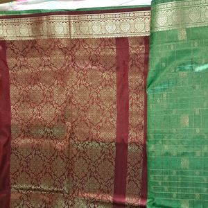 Green And maroon Saree