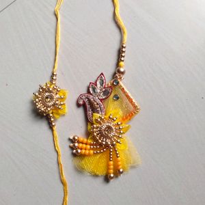 2 set Jaipuri floral Design Rakhi and lumba