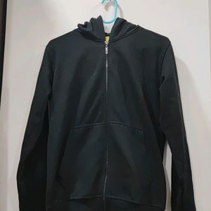 Plain Black Jacket With Hoodie