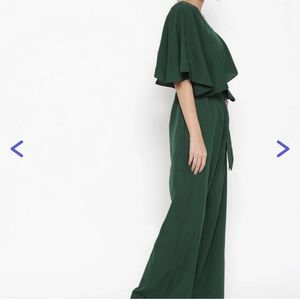 Shein Green Satin One Shoulder Jumpsuit