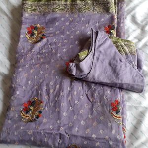 Bandhni Saree With Work