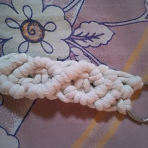 Macrame Off White Key Chain