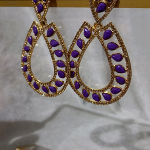 Party Purple And Golden Mix Earrings