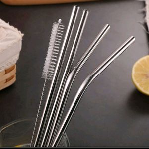 Stainless Steel Reusable Straws With Brush