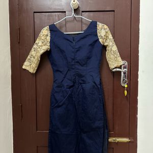 Navy Blue Kurta With Golden Work