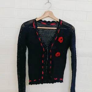 Crochet Black & Red Rose Shrugs