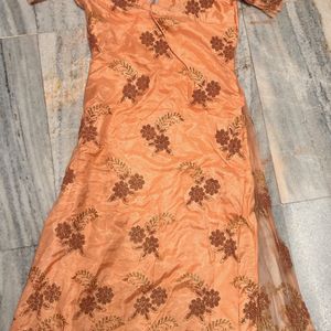 Peach Coloured Long Dress For Festive/wedding