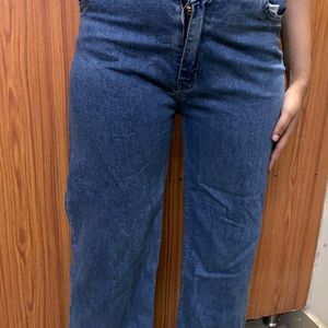 Blue Denim Wide Leg Jeans