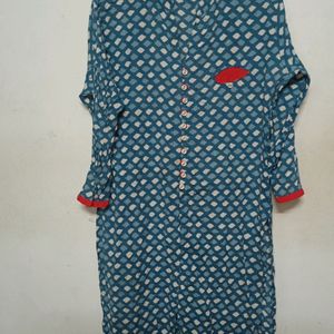 Blue Coloured Cotton Kurta