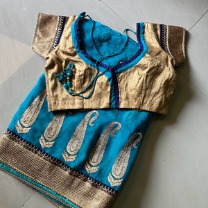 Duel Shade Saree (light skyblue Nd Dark Skyblu