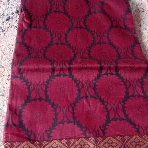 Maroon Saree With Stitch Blouse