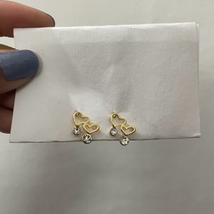 Golden Heart Stud Earrings