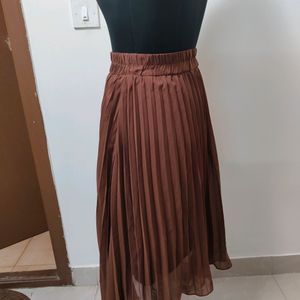 Brown Pleated Skirt