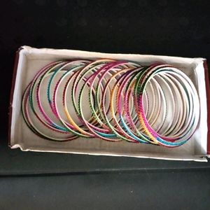 Multicolour Metal Bangles 2 Dozen