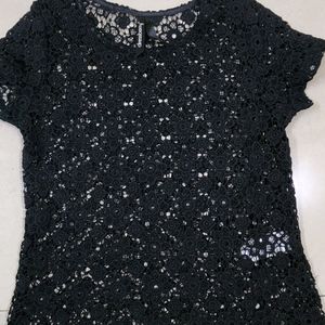 Classy Black Beauty  Net Top