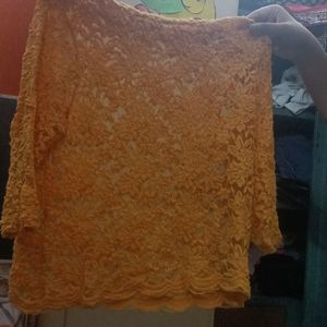 Mustard Yellow Net Top