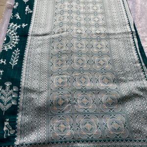 Brand New Pure Cotton Ikkat Print Saree