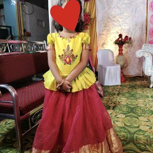 Yellow And Red Girl Designer Long Frock