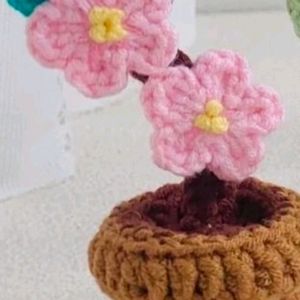 Crochet 2flower Set With Pot