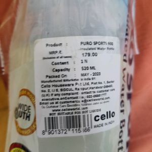 Unused Cello Water Bottle