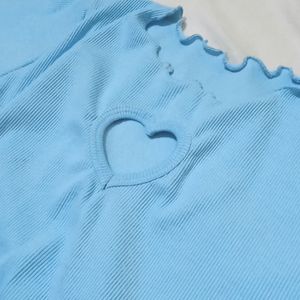 Heart Cut Out Detail Top Baby Blue Colour