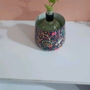 Multi coloured Rangoli Print Flower Pot