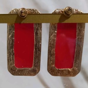 Party Wear Red Earrings (Set Of 2)