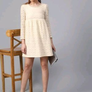 Korean cream lace dress