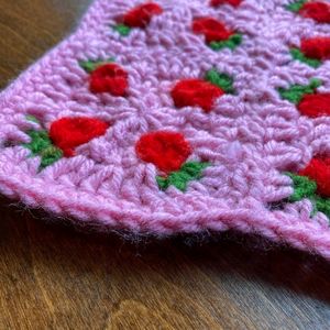 Handmade Crochet Strawberry Bandana