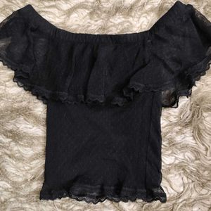 Black Lace Offshoulder Top