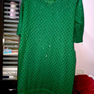 Green chikankari kurta