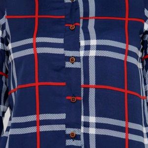 Enchanted Drapes Blue Red Check Women's Shirts