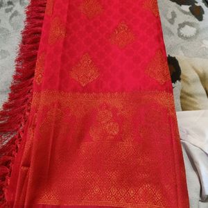 Red Semi Silk Soft Kanjivaram Saree.