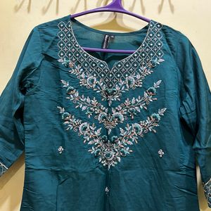 Berrylicious Green Embroidered Kurta Set Size XL