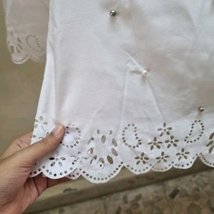 PRICE DROP!!!Pearl And beads White Top With Cutout